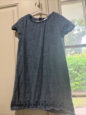 Vineyard Vines Girls' Navy Dress with Scalloped Embroidered Hem